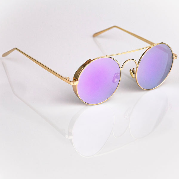 Steampunk Safiyyaa Sunglasses Gold Frame Lilac Lens Hipster Sunnies